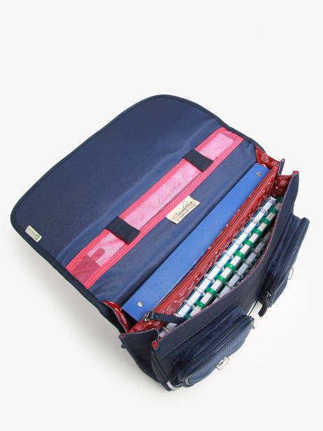 Cartable 2 Compartiments Cameleon Bleu vintage family boulanger CA38 vue secondaire 3