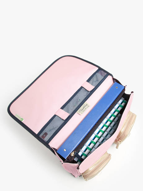 Cartable 2 Compartiments Cameleon Rose vintage family boulanger CA35 vue secondaire 3