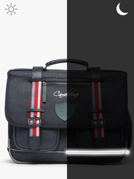 Cartable Enfant 2 Compartiments Cameleon Bleu vintage urban CA38 vue secondaire 7