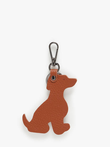 Porte-clefs Chien Cuir Milano Marron caviar CA24124