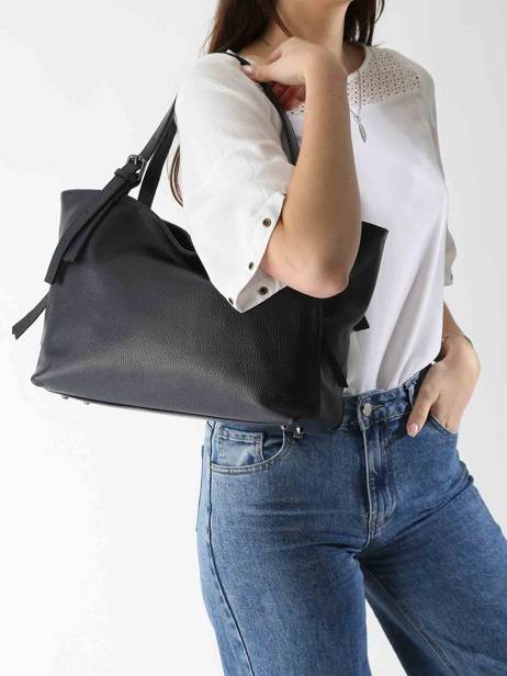 Sac à Main Caviar Cuir Milano Bleu caviar CA24066 vue secondaire 1