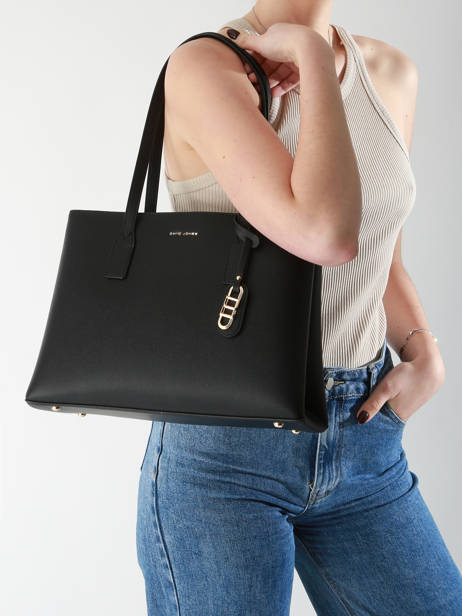 Sac Porté épaule Saffiano David jones Noir saffiano CM7468 vue secondaire 1