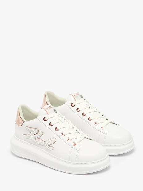 Sneakers Kapri Signiature Embossed En Cuir Karl lagerfeld Blanc women KL62511A vue secondaire 2