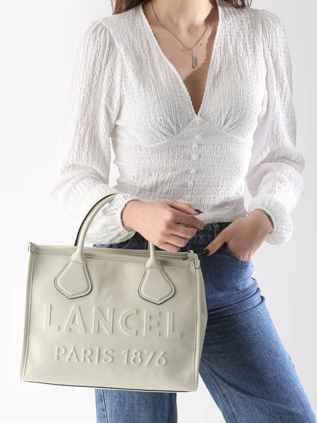 Cabas Zippé M Jour Cuir Lancel Blanc jour A12996 vue secondaire 1
