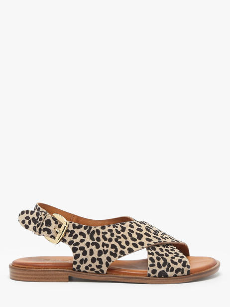 Nu-pieds Magnieres En Cuir Coco abricot Multicolore women V3043J
