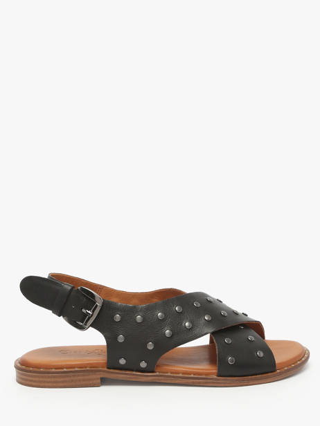 Nu-pieds Magnieu En Cuir Coco abricot Noir women V3044B