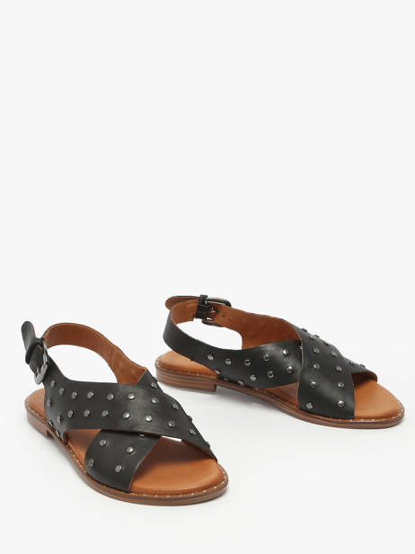 Nu-pieds Magnieu En Cuir Coco abricot Noir women V3044B vue secondaire 1
