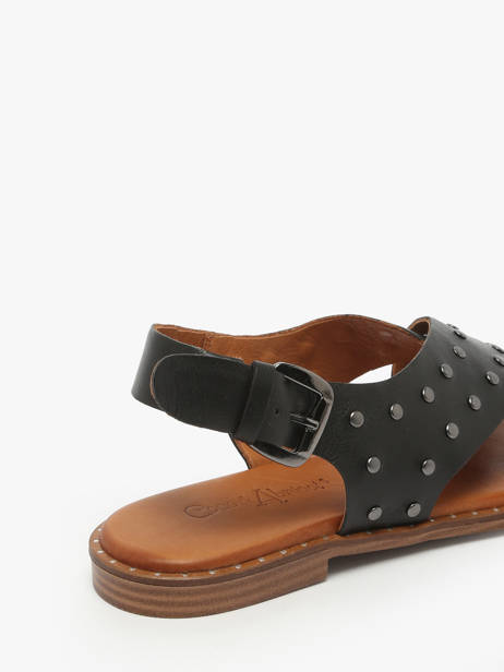 Nu-pieds Magnieu En Cuir Coco abricot Noir women V3044B vue secondaire 2