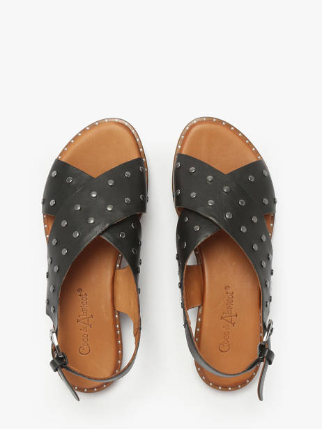 Nu-pieds Magnieu En Cuir Coco abricot Noir women V3044B vue secondaire 3