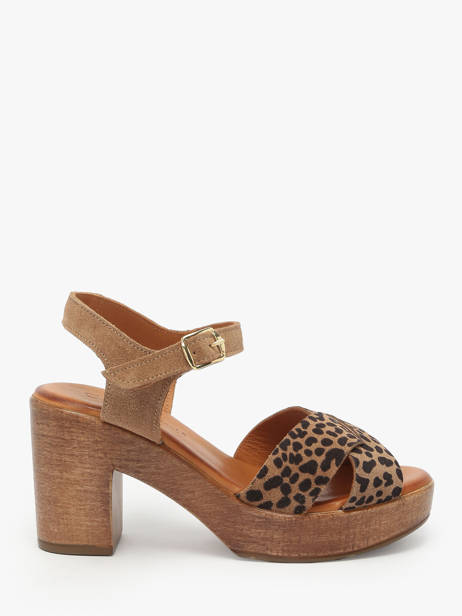 Sandales à Talon Musieges En Cuir Coco abricot Marron women V3081J
