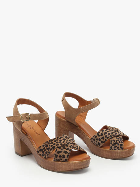 Sandales à Talon Musieges En Cuir Coco abricot Marron women V3081J vue secondaire 1