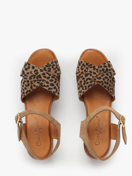 Sandales à Talon Musieges En Cuir Coco abricot Marron women V3081J vue secondaire 3