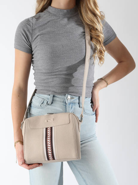 Sac Bandoulière Jeane Signature Cuir Nathan baume Beige signature 3 vue secondaire 1