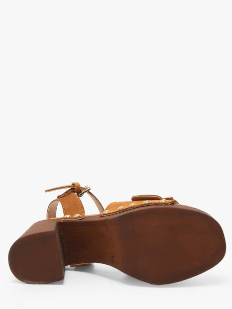 Sandales à Talon Sagonne En Cuir Coco abricot Marron women V3123C vue secondaire 4