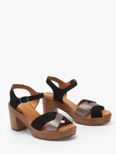 Sandales à Talon Musieges En Cuir Coco abricot Noir women V3081P vue secondaire 1