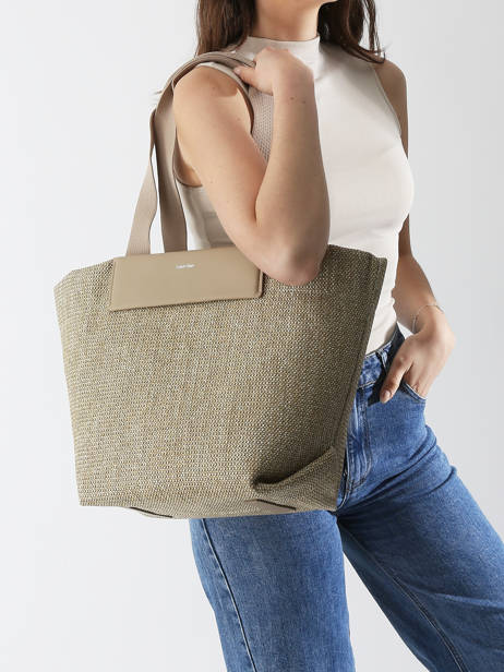 Sac Porté épaule Ck Raffia Raphia Calvin klein jeans Beige ck raffia K613174 vue secondaire 1