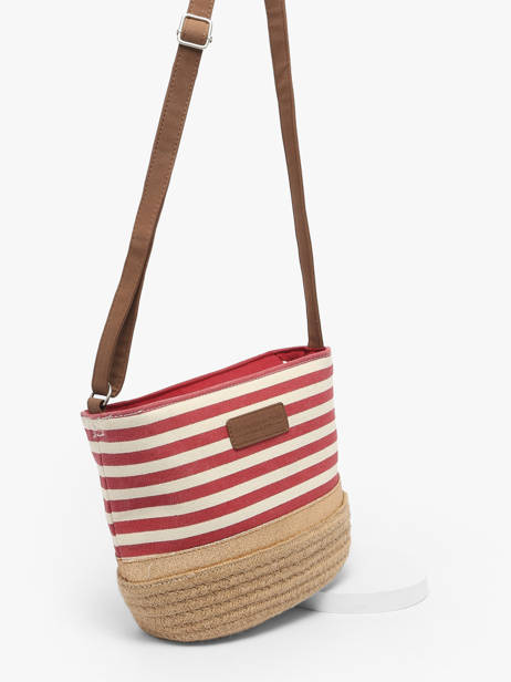 Sac Bandoulière Mariniere Le voyage en panier Rouge mariniere PM796 vue secondaire 2