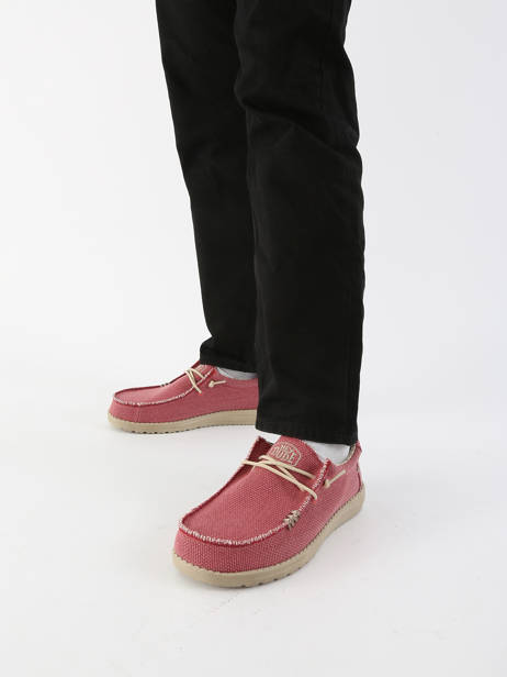 Mocassins Wally Braided Hey dude Rouge men 40003 vue secondaire 1