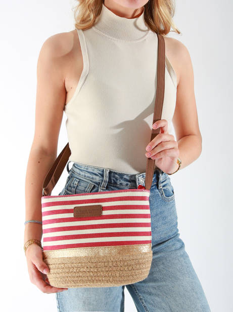 Sac Bandoulière Mariniere Le voyage en panier Rouge mariniere PM796 vue secondaire 1