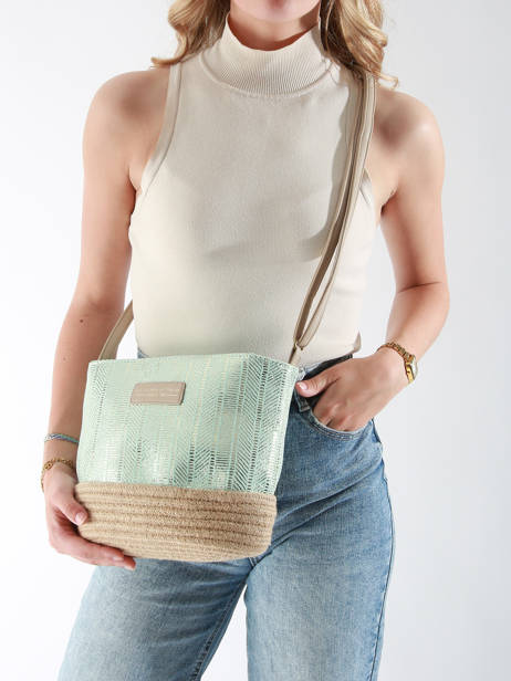 Sac Bandoulière Irisé Le voyage en panier Bleu guimauve PM289 vue secondaire 1