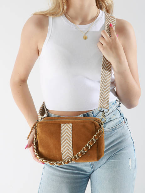 Sac Bandoulière Vintage Cuir Mila louise Marron vintage 23673V3 vue secondaire 1