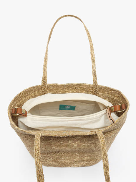 Sac Porté épaule Estival Paille Le voyage en panier Beige estival PM893 vue secondaire 3