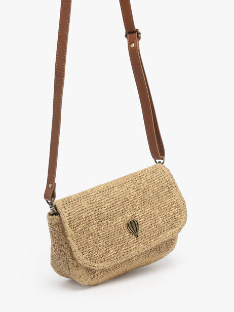 Sac Bandoulière Estival Paille Le voyage en panier Beige estival PM894 vue secondaire 2