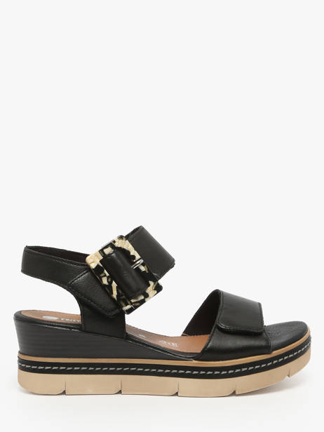 Sandales Semelle Compensée En Cuir Remonte Noir women - D2L53-00