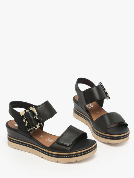 Sandales Semelle Compensée En Cuir Remonte Noir women - D2L53-00 vue secondaire 1