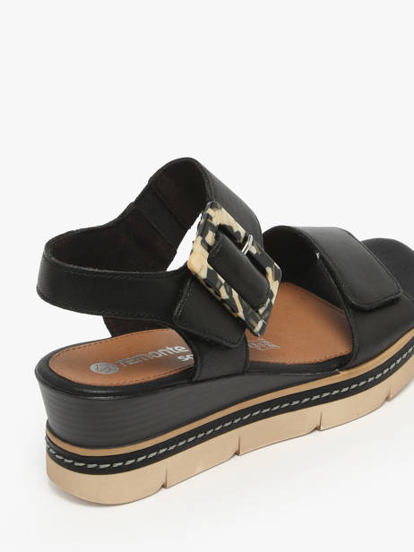 Sandales Semelle Compensée En Cuir Remonte Noir women - D2L53-00 vue secondaire 2