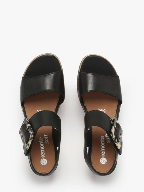 Sandales Semelle Compensée En Cuir Remonte Noir women - D2L53-00 vue secondaire 3