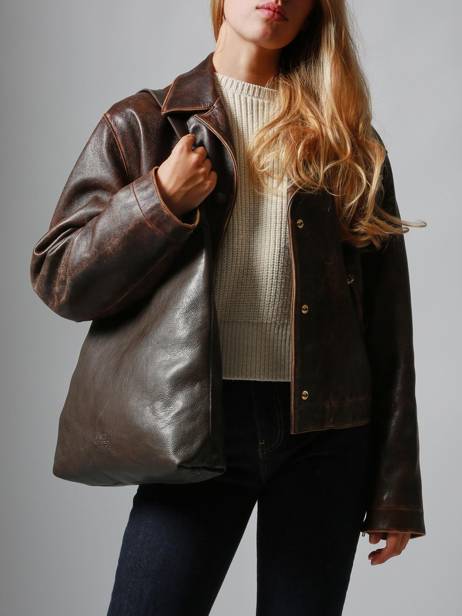 Sac Porté épaule Cow Cuir Basilic pepper Marron cow BCOW2M vue secondaire 1