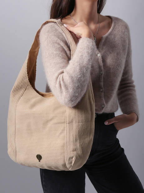 Sac Porté épaule Velours Polyester Le voyage en panier Marron velours AHP243 vue secondaire 1