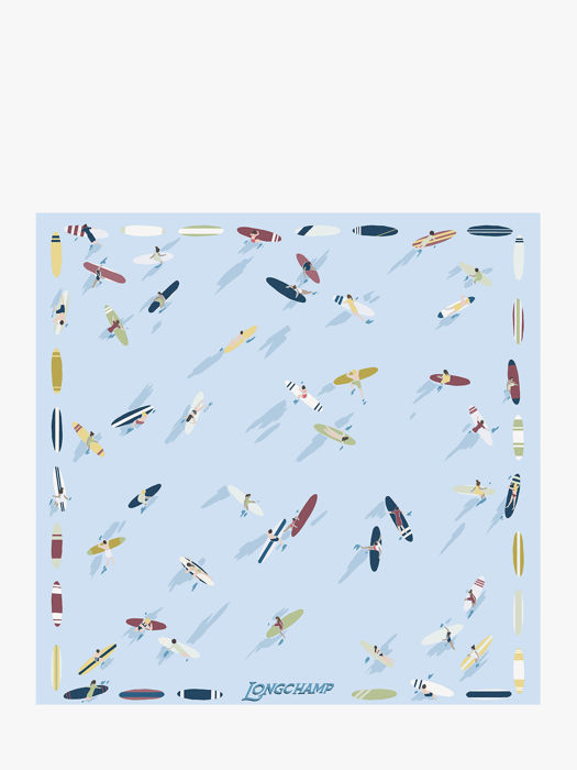 Longchamp Soie gots Scarf Blue