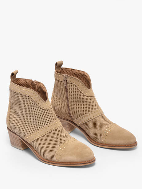 Heeled Boots In Leather Alpe Beige women 54311108 other view 1